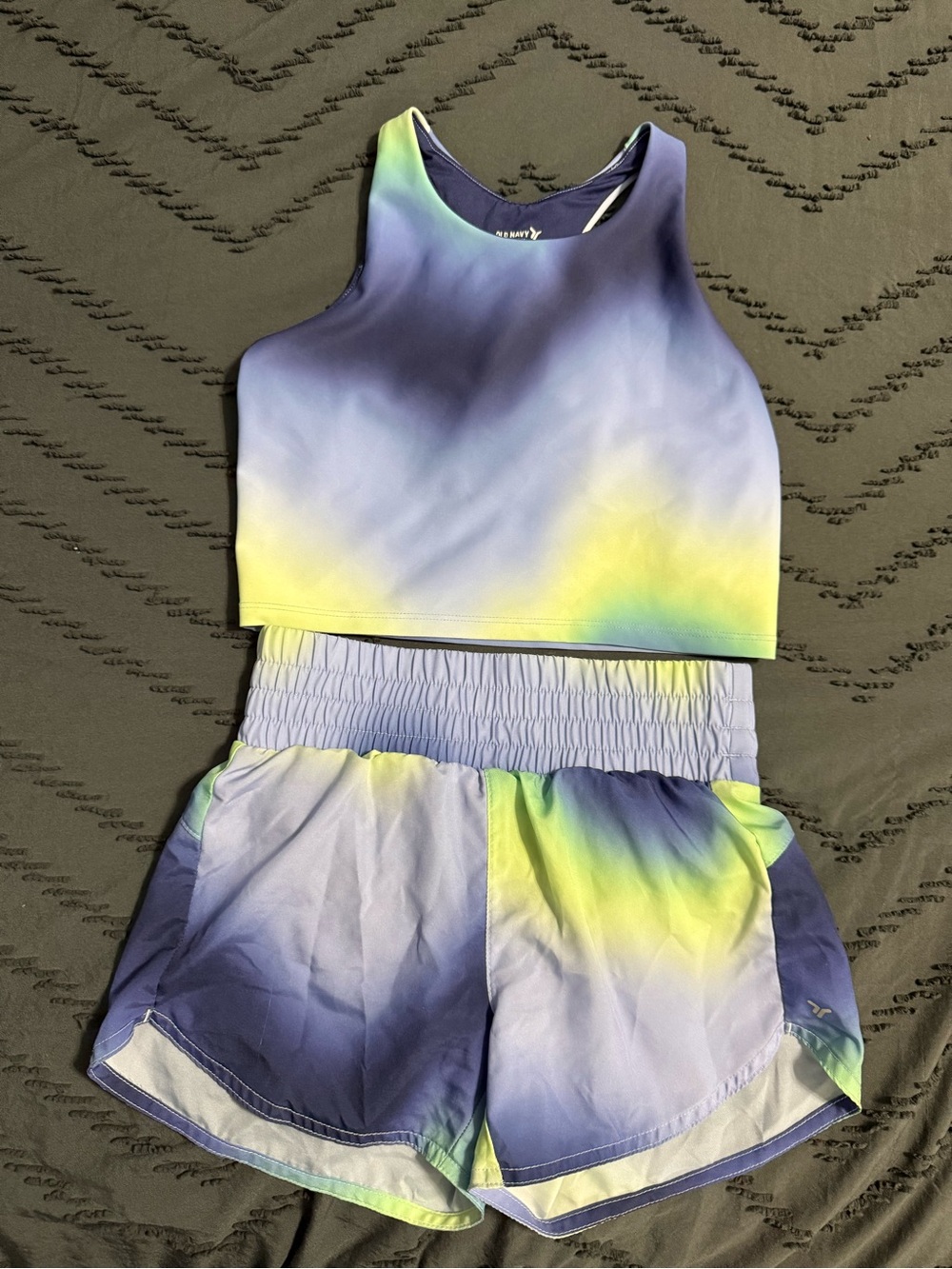 Old Navy Girls Blue and Yellow Ombre Athletic Set